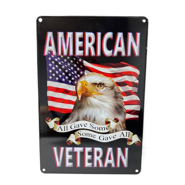 ''11.75''''x8'''' Metal Sign- American Veteran [Eagle/FLAG]''