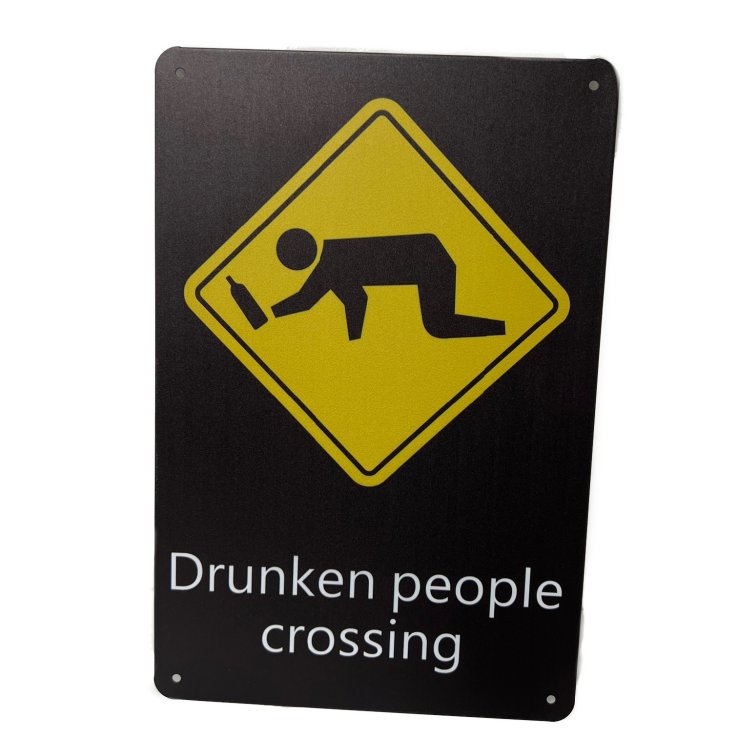 ''11.75''''x8'''' Metal Sign- Drunken People Crossing''