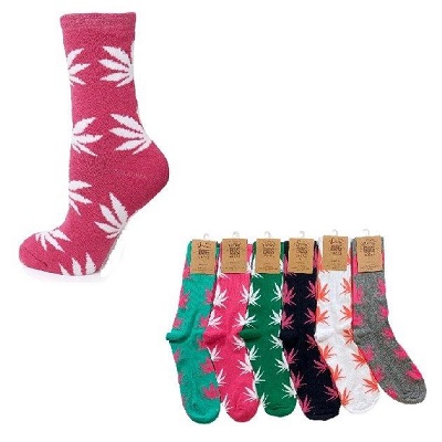 1pr Crew SOCKS [Colorful Marijuana] Unisex