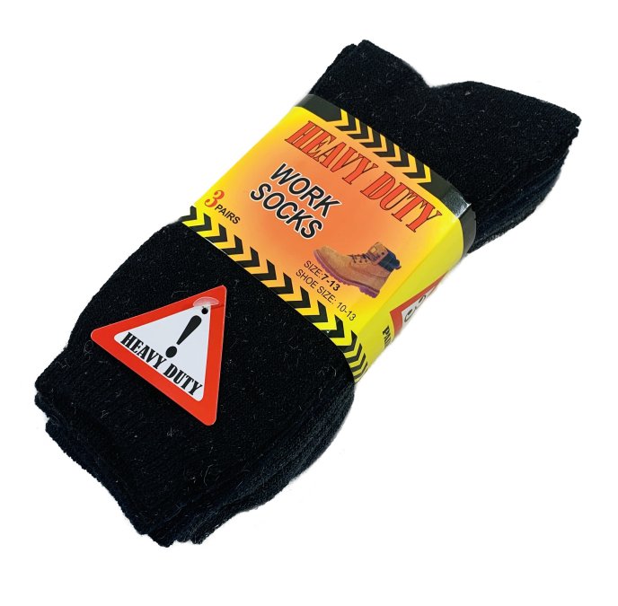 3pr Heavy Duty Work SOCKS 10-13 [BLK/GRY/NVY]