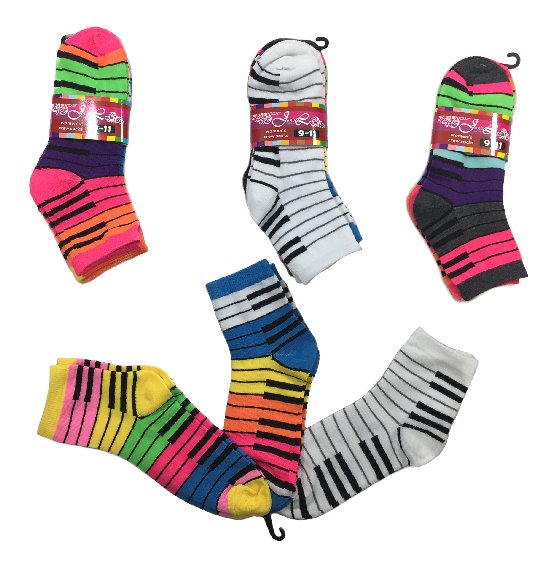 3pr Ladies/Teen Quarter SOCKS 9-11 [Piano]