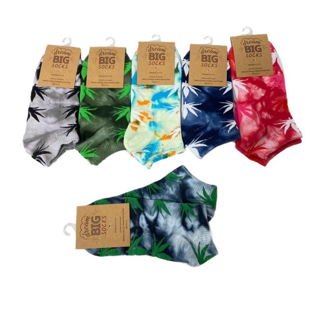 1pr Ankle SOCKS [Tie-Dye Marijuana] Unisex