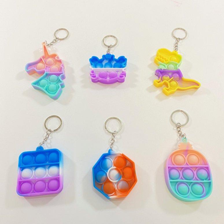 ''Push Pop Fidget Toy Keychain [TIE DYE Assort] 2.25''''-3.5''''''