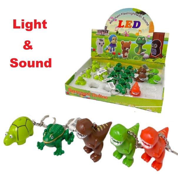 ''2'''' Light Up Key Chain with Sound Effects [Frog/Dinosaur/Turtle]''