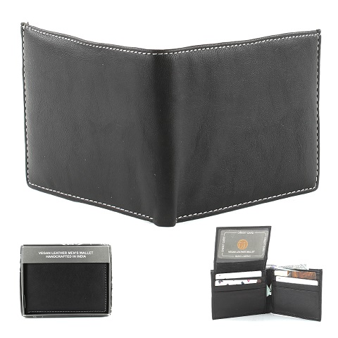 Vegan LEATHER Wallet [Bifold] Black