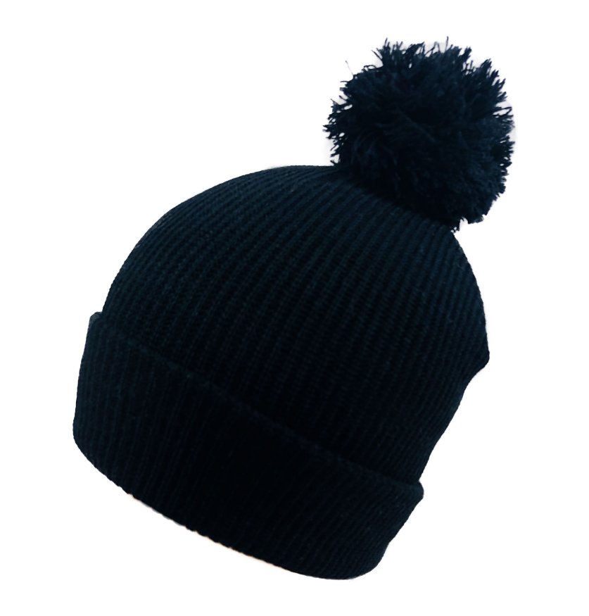 Solid Knitted PomPom HAT [Black]