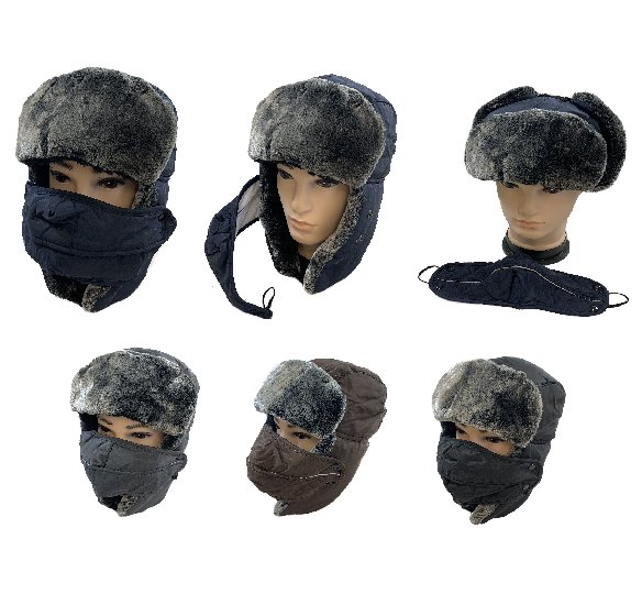 Aviator Hat with Fur Trim and Detachable Mask [3-in-1]