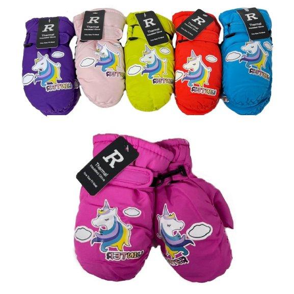 Girl's Puffy Insulated Mittens [UNICORN]