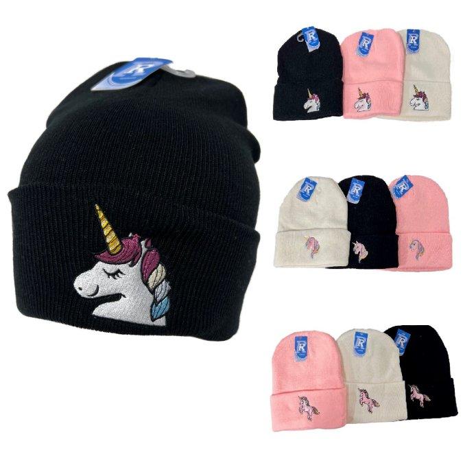 Knitted Cuffed Hat [Unicorn] Adult/Teenage Size