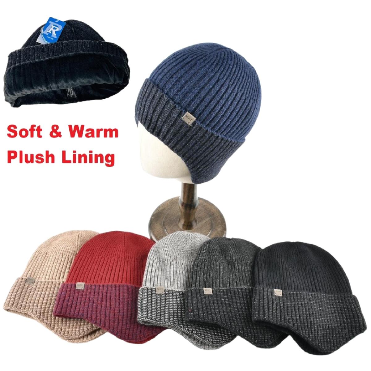 Knitted SuperSoft Plush-Lined Cuffed HAT w Ear Cover [Variegated]