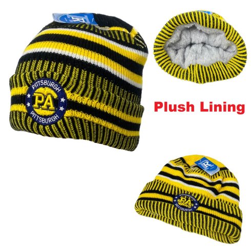 Knitted Plush-Lined Varsity Cuffed HAT [Seal] PITTSBURGH