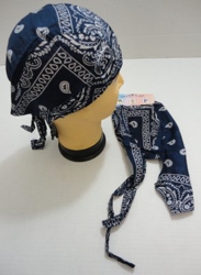 Skull Cap-Navy Blue Paisley