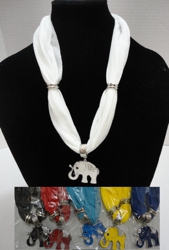 Short Scarf Necklace-Rhinestone Elephant 30" - <span style="color:red">ON SALE UP TO 50% OFF</span>