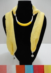 Scarf Necklace--Crescent Moon with End Charms [Ribbed Scarf]-72" - <span style="color:red">ON SALE UP TO 50% OFF</span>