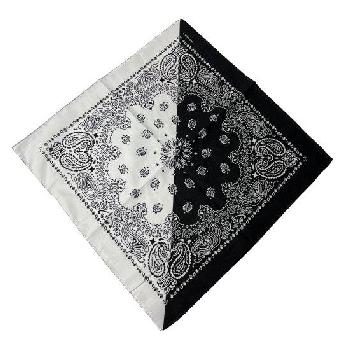 Bandana-Black/White Paisley Diagonal Split