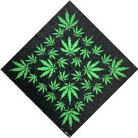 Bandana-Black with Green Leaves