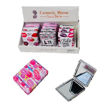 Folding Compact Mirror [Love & Kisses] 3.25"x2.5"