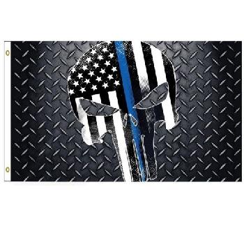 3'x5' Blue Lives Matter Flag [Skull]