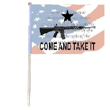 12"x18" Stick Flag [COME AND TAKE IT *American Flag/Gun/2A]