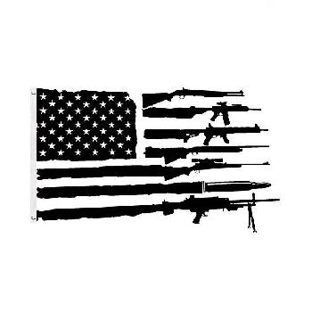 3'x5' Black & White Gun Flag