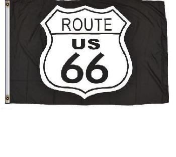 3'x5' Route 66 Flag [Black & White Route Sign]