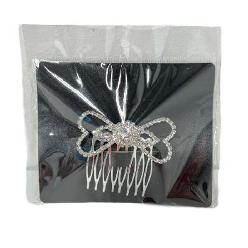 3.25" Rhinestone Hair Comb [Heart Bow]