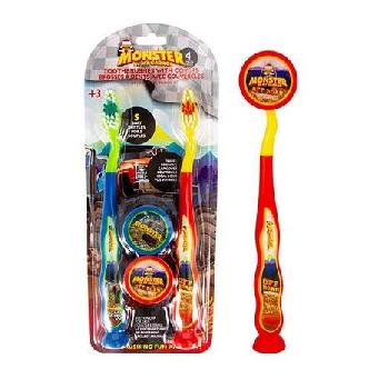 4pk Child's Toothbrush & Cover Set [Monster Truck]