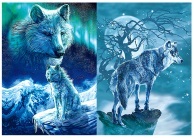 3D Picture 9705--Snowy Night Wolves