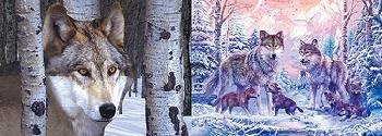 3D Picture 9746--Wolf with Tree/Snowy Wolf Family
