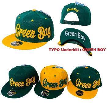 Snap Back Flat Bill Hat [Green BOY] Script [TYPO]