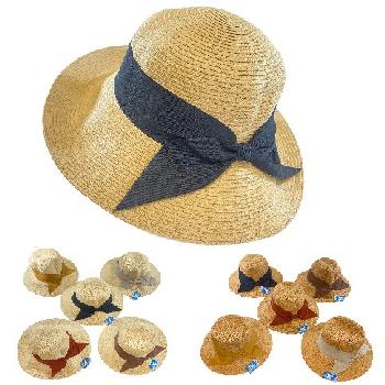 Ladies Woven Summer Hat [Short Brim/Wide Bow]