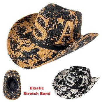 Painted Cowboy Hat [USA/Paint Splatter] Tan/White