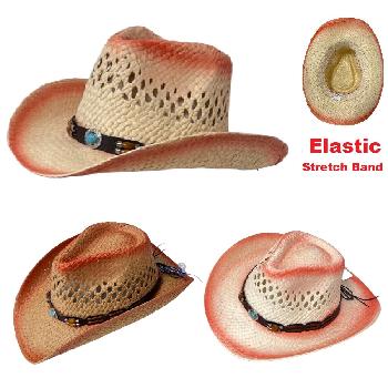 Paper Straw Cowboy Hat [Turquoise Stone Hat Band]