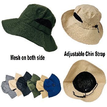 Light Weight Boonie Hat with Breathable Mesh Vent [Solid Colors]
