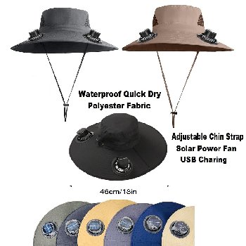 Quick-Dry Boonie Hat with Solar Powered Fans