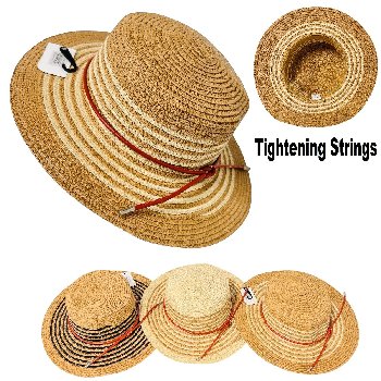Ladies Boater Hat [Thin Stripes/Thin Hat Band]