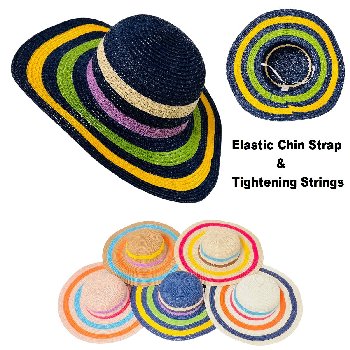 Ladies Sun Hat [Colorful Wide Stripes]