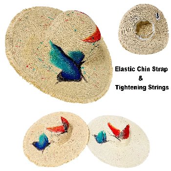 Ladies Sun Hat [Painted Butterfly] Fringe Edge