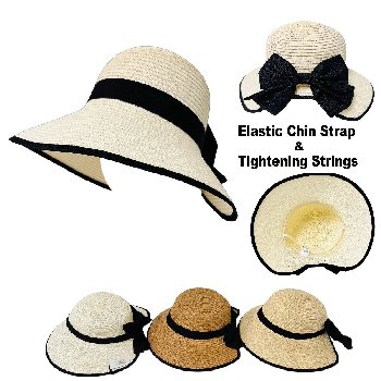 Ladies Cloche Hat [Two-Tone with Bow]