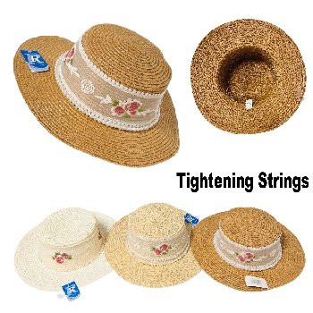 Ladies Fashion Summer Hat [Embroidered Rose Lace & Pearls] 