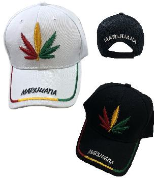 Red/Yellow/Green Leaf Ball Cap [MARIJUANA on Bill]