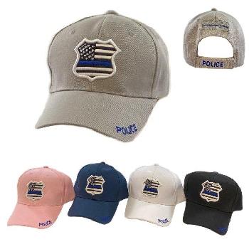 Blue Line Police Badge Hat