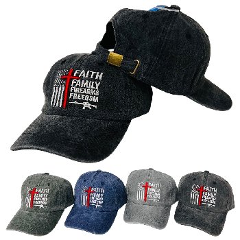 Vintage Washed Cotton Cap [FAITH FAMILY FIREARMS FREEDOM] 