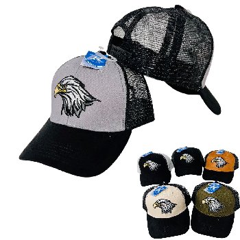 Summer Mesh Ball Cap with Suede-Like Bill [Eagle]
