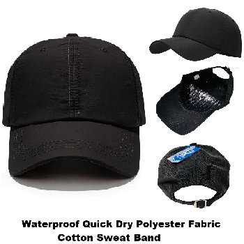 Quick Dry Baseball Cap with Cotton Sweat Band [Black Only]