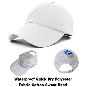 Quick Dry Baseball Cap with Cotton Sweat Band [White Only]
