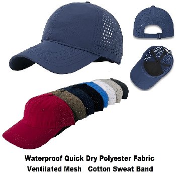 Quick Dry Baseball Cap with Laser Cut Mesh [Assorted Colors]
