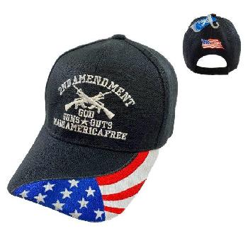 2nd Amendment Hat *God-Guns-Guts [Flag on Bill]