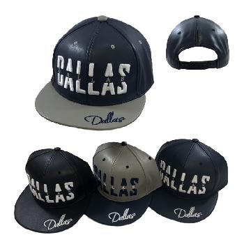 Snap Back Flat Bill DALLAS Hat [PU Leather]