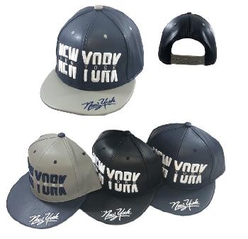 Snap Back Flat Bill NEW YORK Hat [PU Leather]